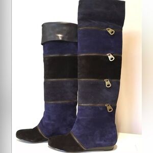 Marc Jacobs Blue and Black Over the Knee Boots